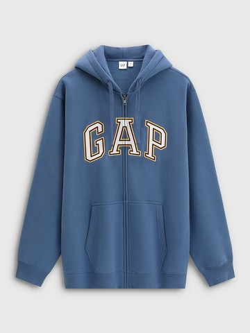 男女同款 Logo刺繡連帽外套-灰藍色