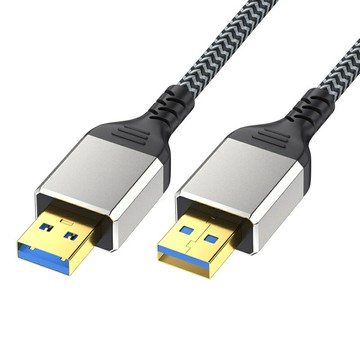 【易控王】0.5~2M USB3.0公對公連接線 鍍金接頭 鋁合金外殼 棉網編織 多重隔離 (30-730-01)
