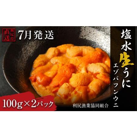 ふるさと納税 ★直送「 利尻島産 塩水生うに2パック」（エゾバフンウニ）7月発送分 北海道利尻富士町