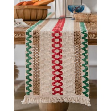 圣誕桌旗美式復古新中式高檔奢華針織高端輕奢亞麻茶幾中國風奢華