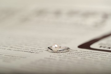 Akoya天然珍珠鑽石戒指-14k白