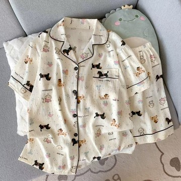 【砂糖夢境】雲朵棉短袖睡衣女2026新款夏季薄款寬鬆甜美套裝少女可外穿家居服