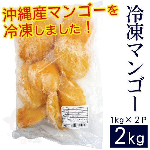 沖縄産 冷凍カットマンゴー2kg（1kg×2袋）（送料無料）（冷凍便）