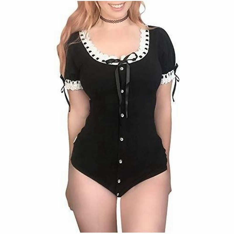 Littleforbig大人用ロンパースロリータ 可愛いリボン蝶結び レース前開き 綿パジャマ 黒 M 通販 Lineポイント最大0 5 Get Lineショッピング