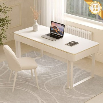 【奶油新中式】巖板書桌 書桌 電腦桌 寫字桌 辦公桌 學習桌 家用小戶型書房 現代簡約設計 一體成型 耐磨防刮