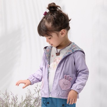 PIPPY小蘿蔔造型口袋雙面連帽印花外套 紫-120