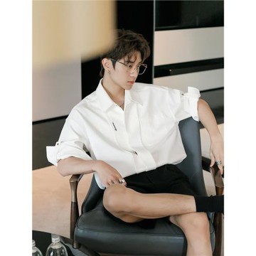 CHICERRO西西里男裝夏季男士襯衣高級感痞帥休閑白色襯衫短袖上衣