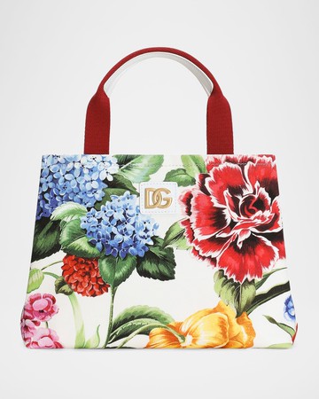 Kid's Floral-Print Canvas Tote Bag