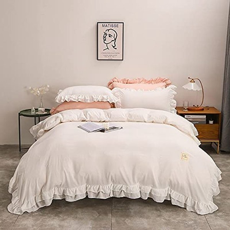 布団カバー フリル ベッドカバー 可愛い 寝具カバー 洗える 掛け布団カバー ボックスシーツ 枕カバー かわいい 布団かばー アイボリー 洋 通販 Lineポイント最大0 5 Get Lineショッピング