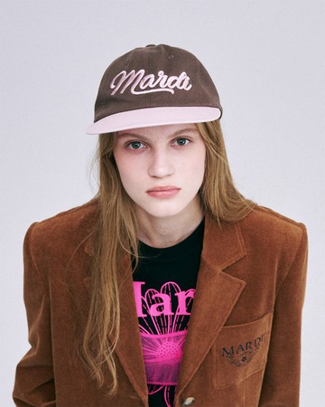 MARDI MERCREDI 雙色復古棒球帽 咖啡 粉 草寫LOGO 可調式 CAP MARDI VINTAGE LOGO TWO TONE
