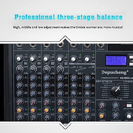 Depusheng EG822SD Professional 8-Channel Studio Audio Mixer DJ Sound Controller Interface w  USB Drive for PC Recording Input, XLR Microphone Jack, 48