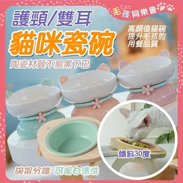 喵仙兒 SAKURA 護頸貓咪瓷碗 3色 貓咪瓷碗 寵物瓷碗 三色可選 蜜桃橙/ 湖水綠/櫻花粉  可超取 寵物碗 瓷碗