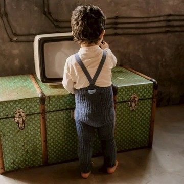 Silly Silas - 復古泰迪吊帶褲 - Steel Blue - 2~3Y