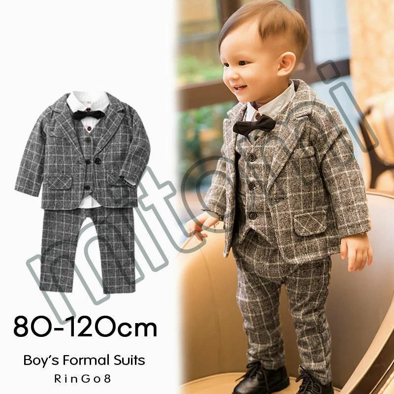新発売】 ベビーフォーマル ベビースーツ 80 キッズスーツ 秋冬 タキシード 子供スーツ セットアップ スーツセット 長袖 フォーマルスーツ ピアノ 発表会スーツ 男の子スーツ スーツ 子供服 日常 赤ちゃん 誕生日スーツ 結婚式スーツ 七五三 ベビー服 演出用 カジュアル4点 ジャケット ベスト パンツ 蝶結び