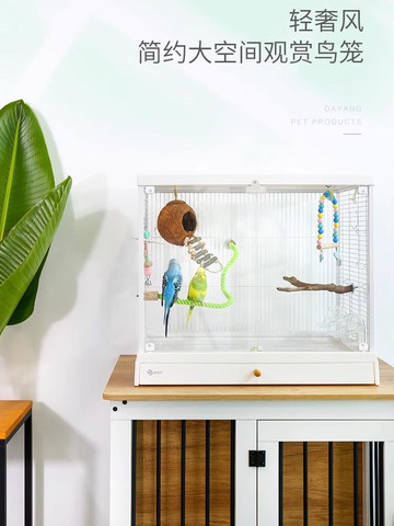 【全網低價 可打統編】達洋鳥籠B6001觀賞籠高透明全景玻璃別墅家用鸚鵡籠子虎皮牡丹