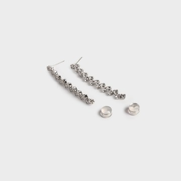 SO NICE 輕奢排列鋯石垂墜耳環