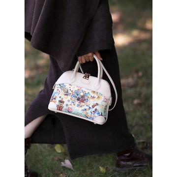 handmade全手縫真皮斜挎包手提包手作貝殼包