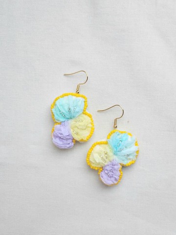 紗線耳環 cotton coral