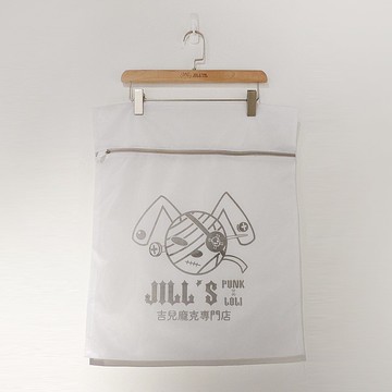 原創吉兒龐克LOGO印花細網格拉鏈洗衣袋居家小物日用品【JJ2386】