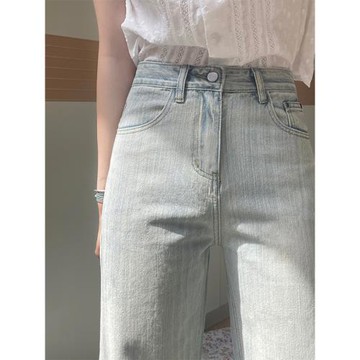豎條紋牛仔褲直筒梨形身材顯瘦大碼胖mm微胖女生褲子2025新款秋季