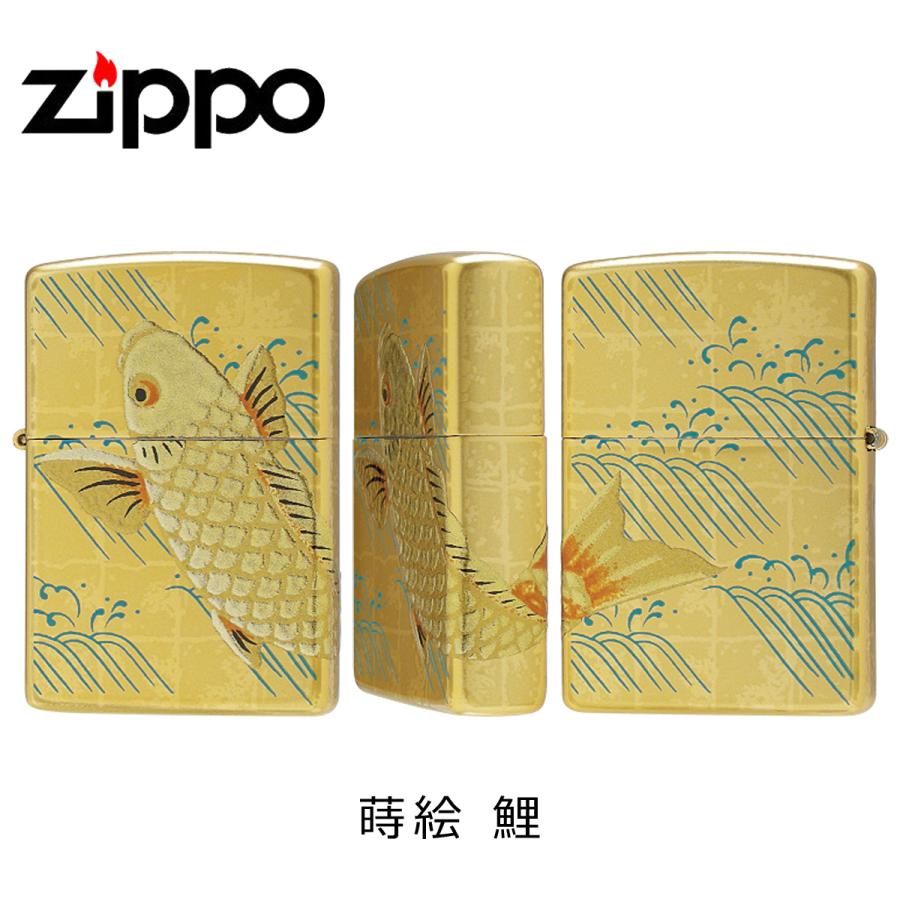 zippo ジッポ ジッポー 蒔絵 (3面) 鯉 金 本金蒔絵 zippoレギュラー 和柄