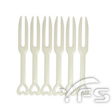 六入排叉(愛心)-長80mm (盤叉/叉子/甜點叉/水果叉/塑膠叉/免洗叉)【裕發興包裝】YM010