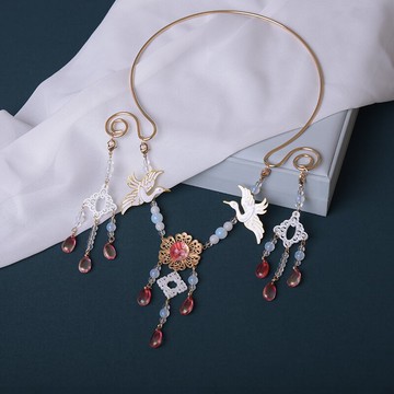 古風飾品瓔珞項圈明制少女漢服配飾景泰藍首飾復古項鏈軟瓔珞項飾