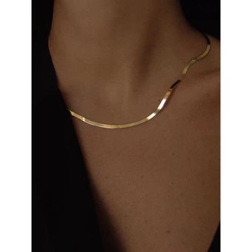 LALUNA不褪色蛇骨扁項鏈歐美ins簡單接頭百搭頸鏈choker鎖骨脖鏈