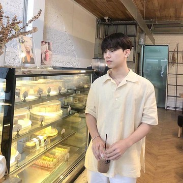 男式短袖襯衫，純棉