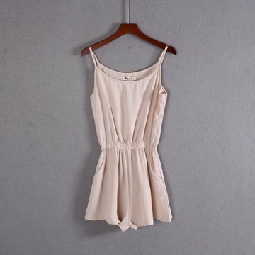 女裝短褲連體褲甜美日系純色有口袋休閑褲子時尚潮