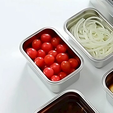 卡扣式304不鏽鋼保鮮盒(附蓋)-800ml-3入 單一規格