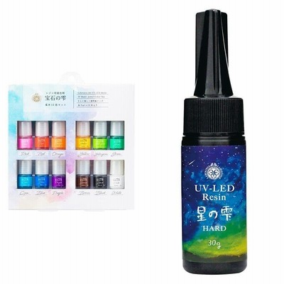 パジコ レジン 着色剤 宝石の雫 基本12色セット 2ml×12色 日本製 403295 透明 (ホワイト、ブラックは不透明) & レジン液