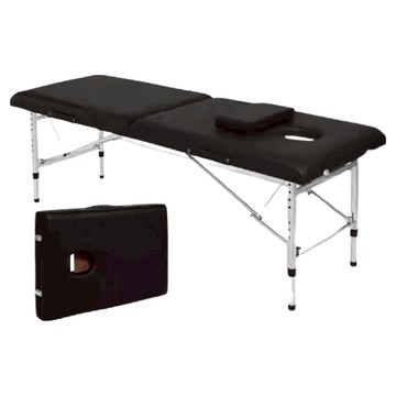 彬彬小舖 折疊升降不鏽鋼支架按摩床 寬60cm 附頭枕 + 床罩  黑色
