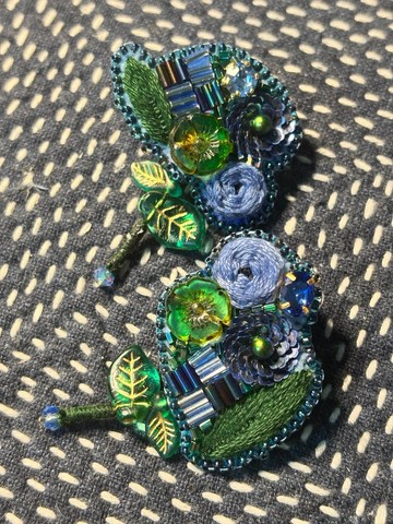 【浮花棲枝】刺繡花朵耳釘