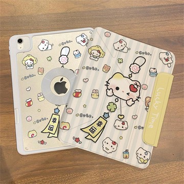 卡通風鈴KT適用蘋果iPad平板保護套air磁吸分離pro11寸帶筆槽mini