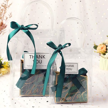 ins風結婚手提袋喜糖盒網紅喜糖袋PVC透明禮品袋禮物盒禮盒伴手禮