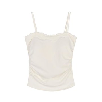 馨幫幫Bra 蕾絲花邊雙肩帶保暖背心女秋冬帶胸墊修身打底吊帶上衣