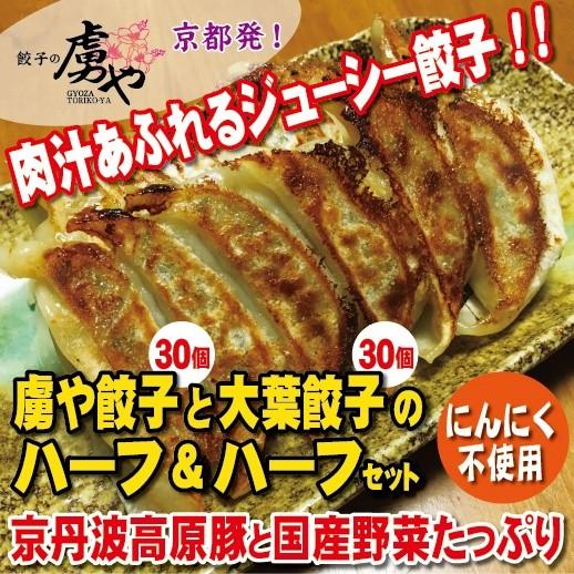 京都 餃子　ハーフハーフ（虜や餃子・大葉餃子各30個入） 送料無料