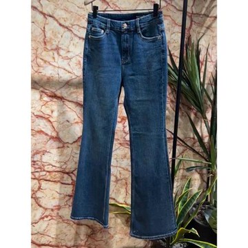 牛仔褲女秋季高腰顯瘦喇叭褲子大碼ins美式高街復古藍色微喇彈力