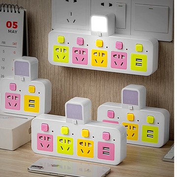 排插收納盒壁掛墻上一分二插座電插板宿舍固定廚房旅行轉換粉色帶