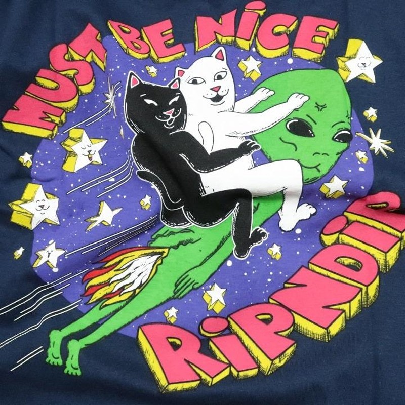 Tシャツ メンズ リップンディップ RIPNDIP ロンT 猫と宇宙人 ロード