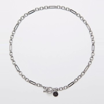 MIXTURE. MN029 雙圓圈串接長方塊鏈純鋼項鍊