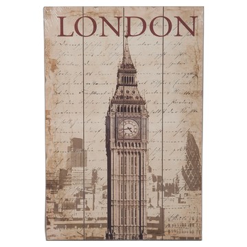 OPUS LOFT 純真年代 仿舊木板畫 掛畫擺飾 - 木質  40 x 2 x 60cm  英國大笨鐘