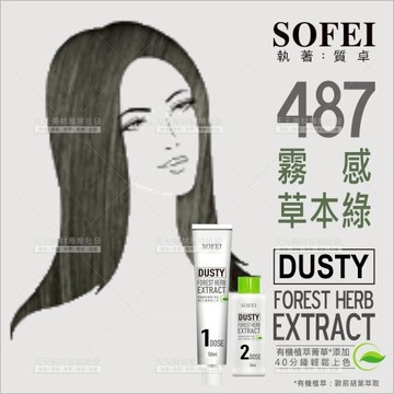 舒妃SOFEI型色家植萃添加護髮染髮霜(487霧感草本綠)[59127]