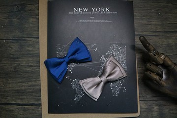 香槟金色双层领结/英伦范简约大气婚礼宴会蝴蝶结