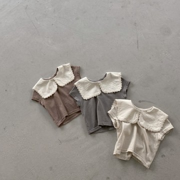 Nunubiel 蕾絲水手翻領上衣【現貨】寶寶t恤 嬰兒上衣 女童衣服 兒童上衣 嬰兒衣服 寶寶衣服 韓國童裝