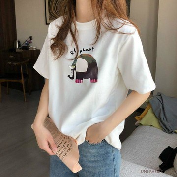 純棉短袖女 t恤女 夏季女 大碼上衣 中長款上衣 百搭短袖 寬鬆簡約上衣 遮肉體恤 短袖女 夏季女裝 印花短袖