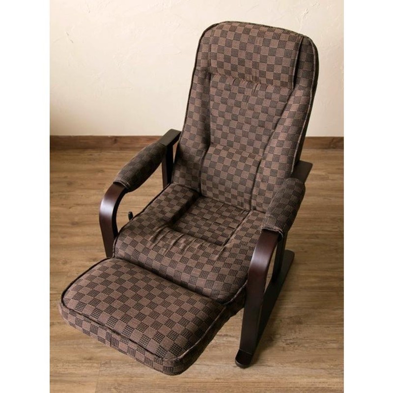 レバー式リクライニングチェア　フット付き　ブラウン レバー式リクライニングチェア フット付き ブラウン レバー式