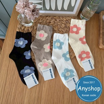 Anyshop韓國襪 軟綿綿大花瓣襪 花花 中筒襪 植物襪 小花襪 韓襪 韓國襪子 女襪 女生襪14402