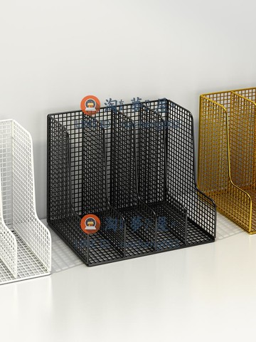 金屬文件架 辦公桌置物架書架桌面文件框文件夾收納盒辦公室用品大全資料文件筐欄文具整理架檔案收納架書立架【淘夢屋】